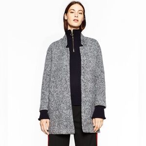 Zara Black & Gray Marled Soft Jacket Coatigan - M